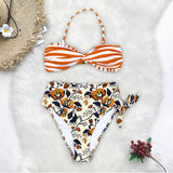 Orange Striped And Floral