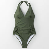 Sexy Army Green Ruched